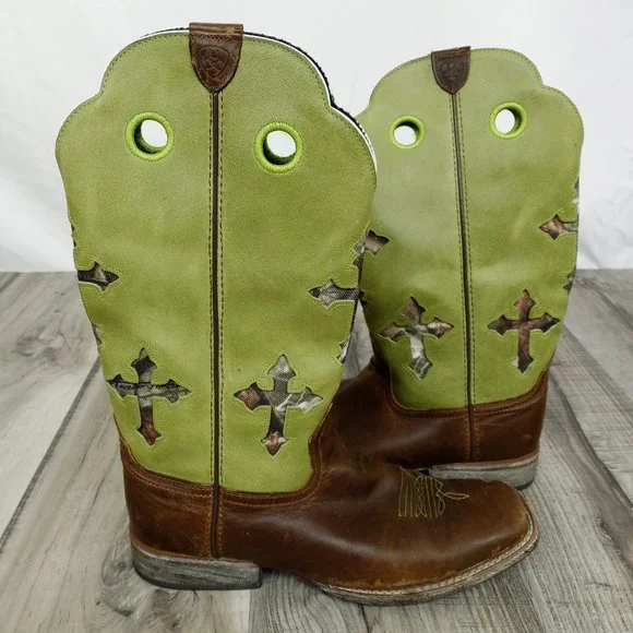 Ariat Shoes Ariat Lime Green Cross Heeled Boots Juniors Size